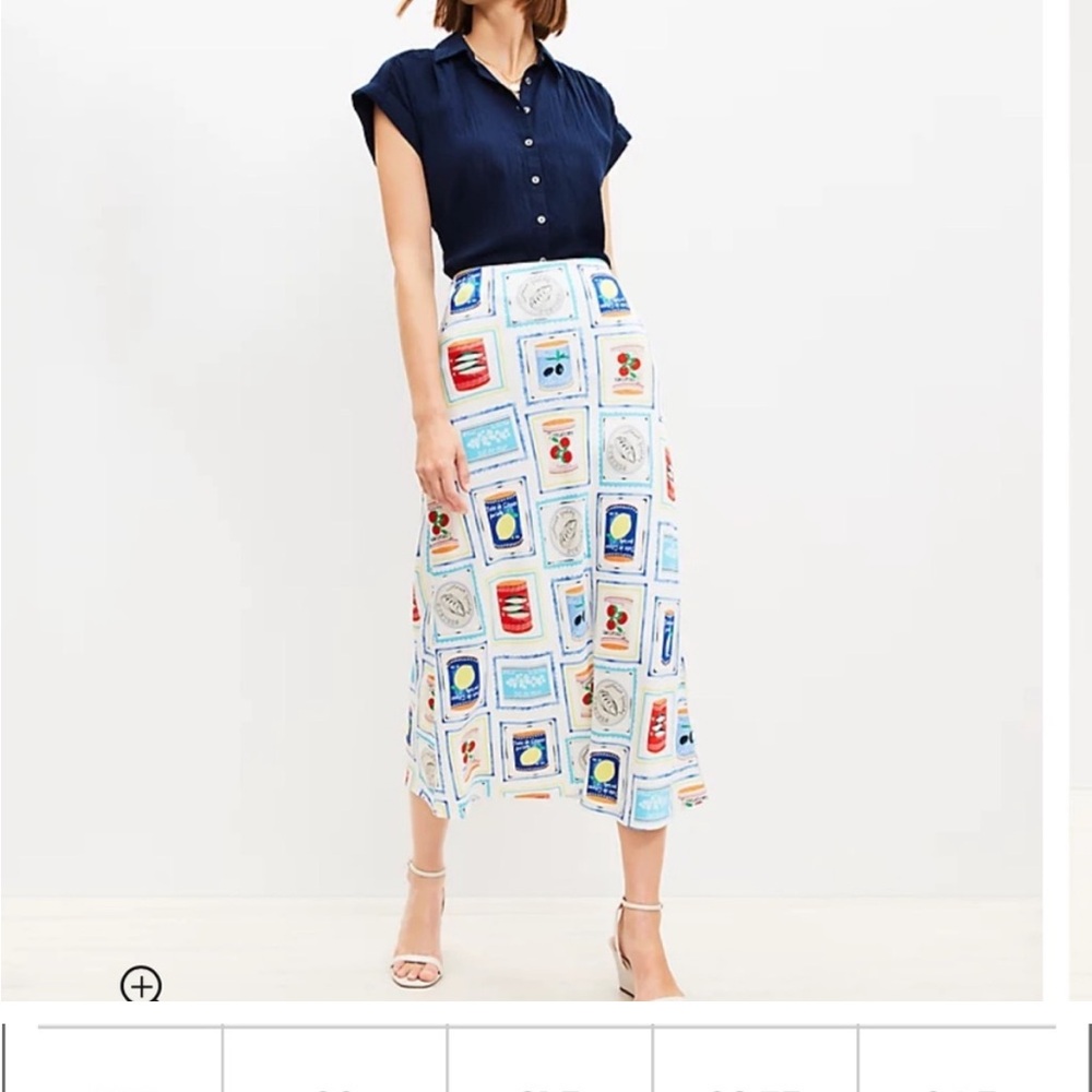 LOFT Summer Sardine Tomato Oyster Print Midi Skirt - Picture 7 of 7